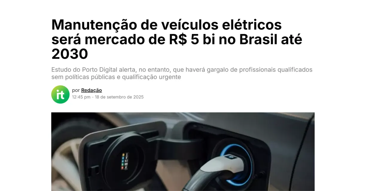 Reportagem: manutenção de veículos elétricos será mercado de R$ 5 bi no Brasil até 2030